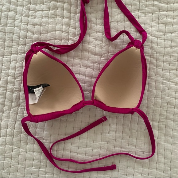 La Blanca Island Goddess Halter Triangle Top / Shirred Band Hipster Bikini Sz 8 - Picture 7 of 10